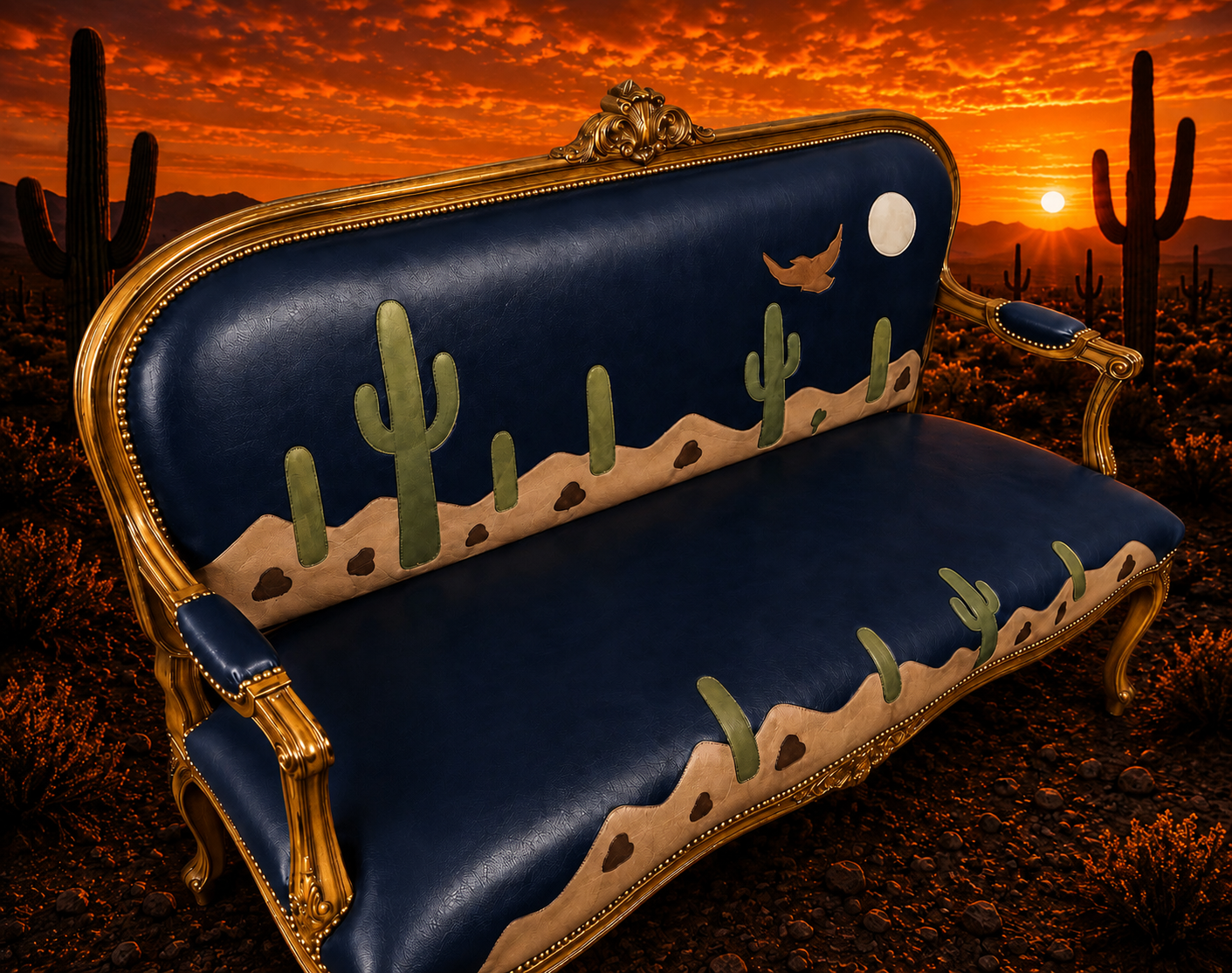 Vintage Victorian King and Pawns bench/couch