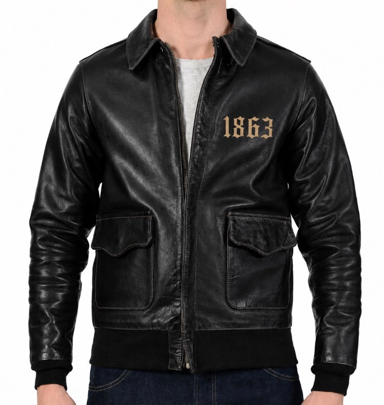 Leather vintage bomber