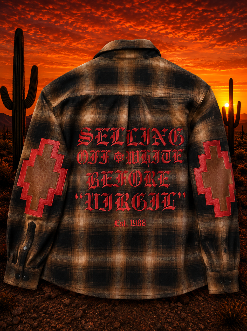 Flannel Italian pebble leather grain elbow patches/ Selling off white before Virgil collab